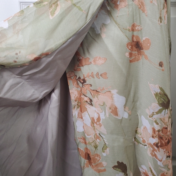 New Lulu's Mood of the Night Sage Green Floral Print Maxi Dress Size M - Picture 8 of 12